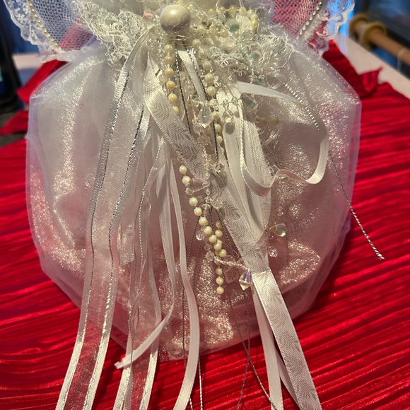 Elegant White Angel  with Lace, Ribbons and beads- handcrafted for Christmas - Picture 2 of 16